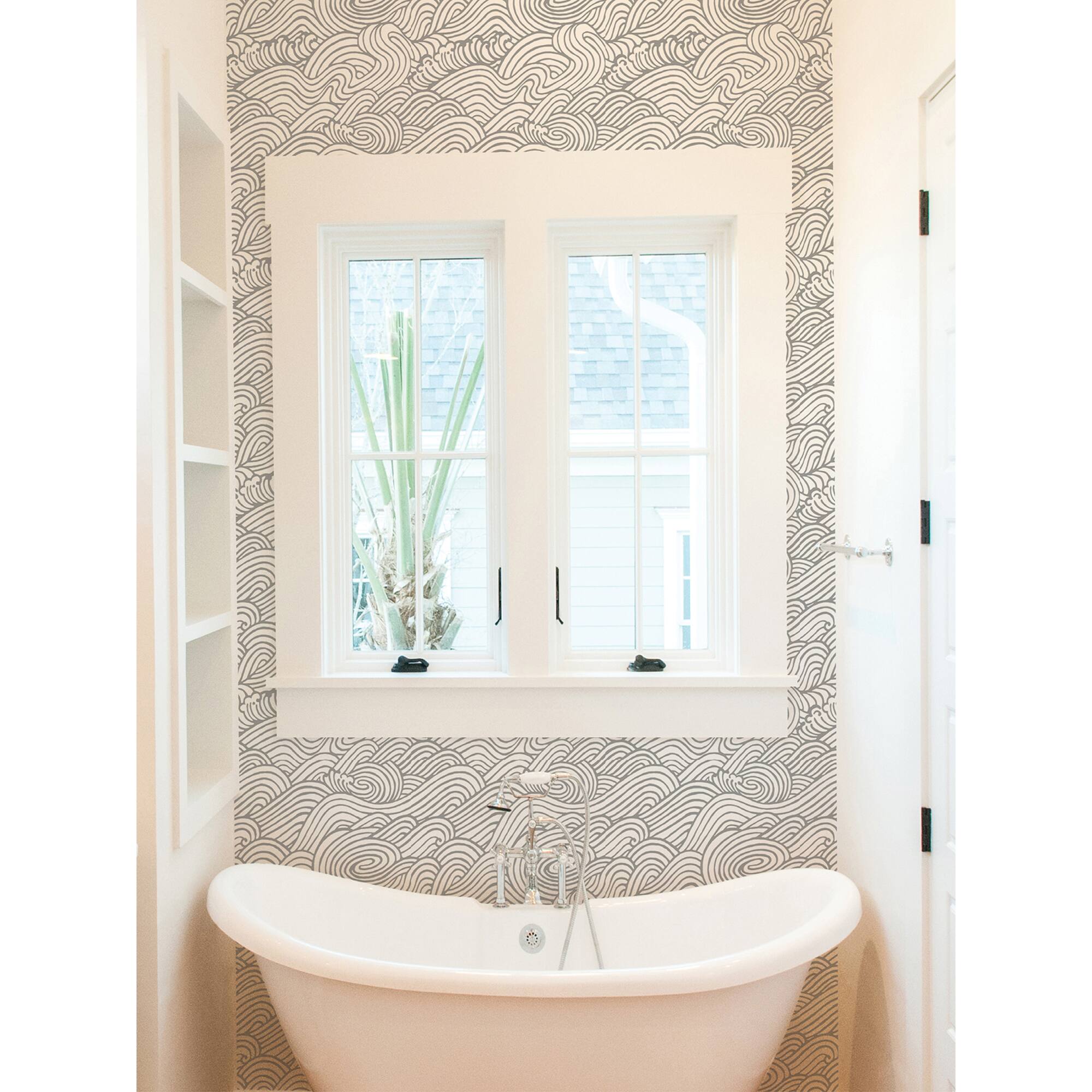NuWallpaper Gray Saybrook Peel & Stick Wallpaper